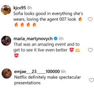 Fans react to Carson's Tudum entry. (Image via Instagram/@sofiacarson)